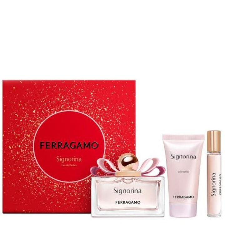 SALVATORE FERRAGAMO SIGNORINA(W)(H/B)(3PC SET(3.4oz edp sp,1.7oz Body Lotion, 15ml edp sp)